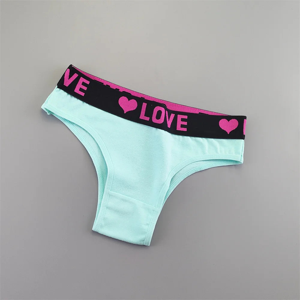 6 قطع من ملابس داخلية نسائية قطنية مطبوعة على شكل قلب بحزام عريض ملفوفة بشكل نصف أرداف بيكيني قصير للسيدات ملابس داخلية جميلة