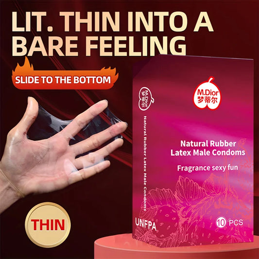 10PCS fruit flavored condoms, safe sex lubricant condoms, male condom, strawberry flavored sexy condoms