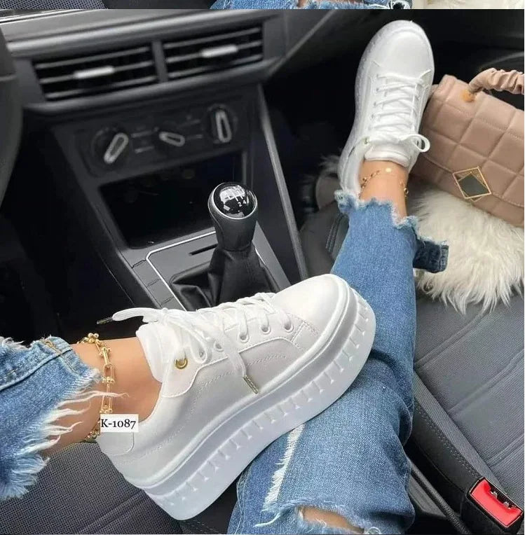 Shoes Casual Shoes for Women 2024New Platform Sneakers Solid Color Ladies Footwear Trend Lightweight PU Vulcanized Shoes