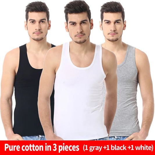 3-Piece Cotton Men's Tight Vest Young Men's Comfortable Leisure Fitness Vest Middle-aged And Old Men's Joker Sleeveless Vest
