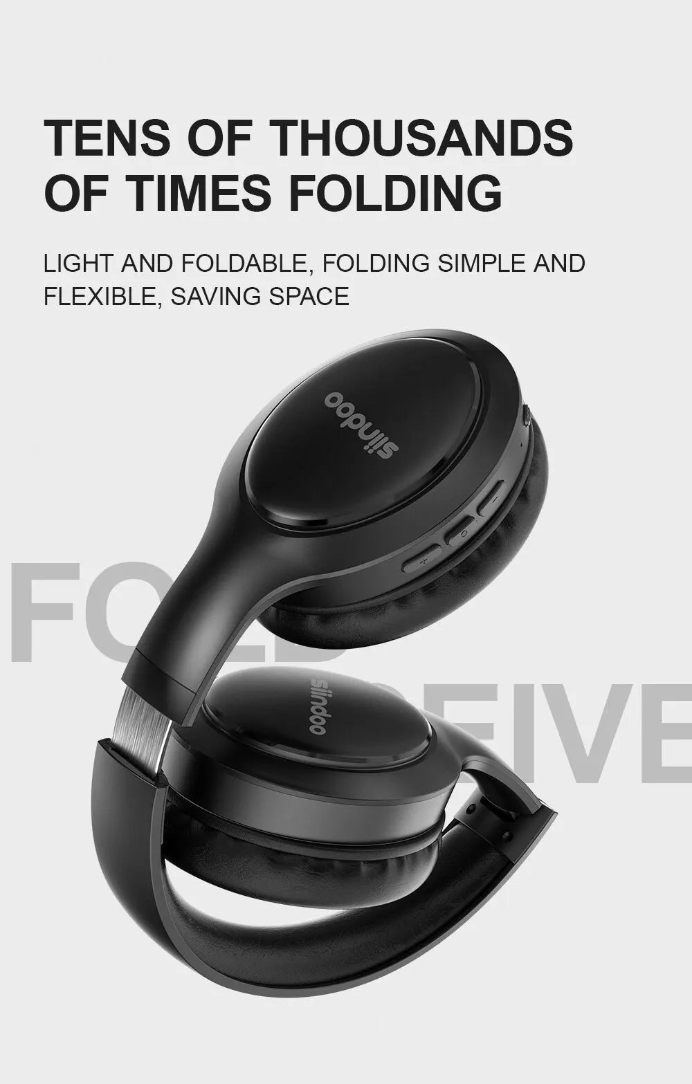 Siindoo JH919 Wireless Bluetooth Headphones Foldable Stereo Earphones Super Bass Noise Reduction Mic For Laptop PC TV