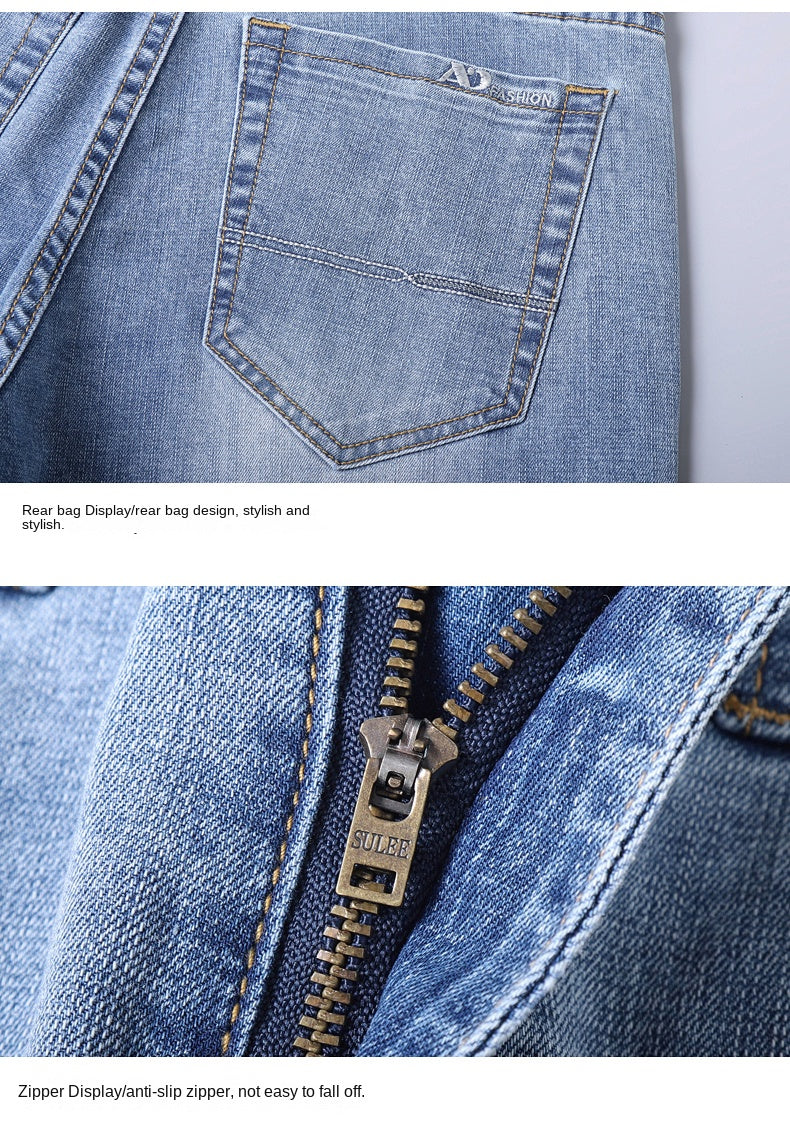 2024 Thin or Thick Material Slim Fit Men's Luxury Classic Style Men Jeans Business Stretch Denim Male Trousers Clothing