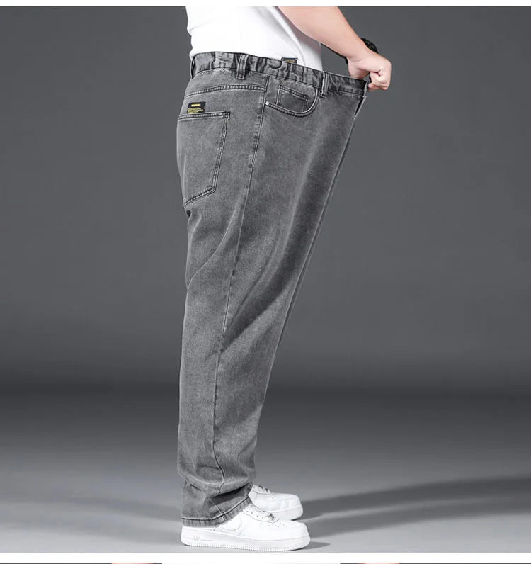 10XL Oversize Jeans Men Spring Fashion Streetwear Plus Size Cargo Jeans Soft Cotton Loose Baggy Casual Jeans For Dad Husband