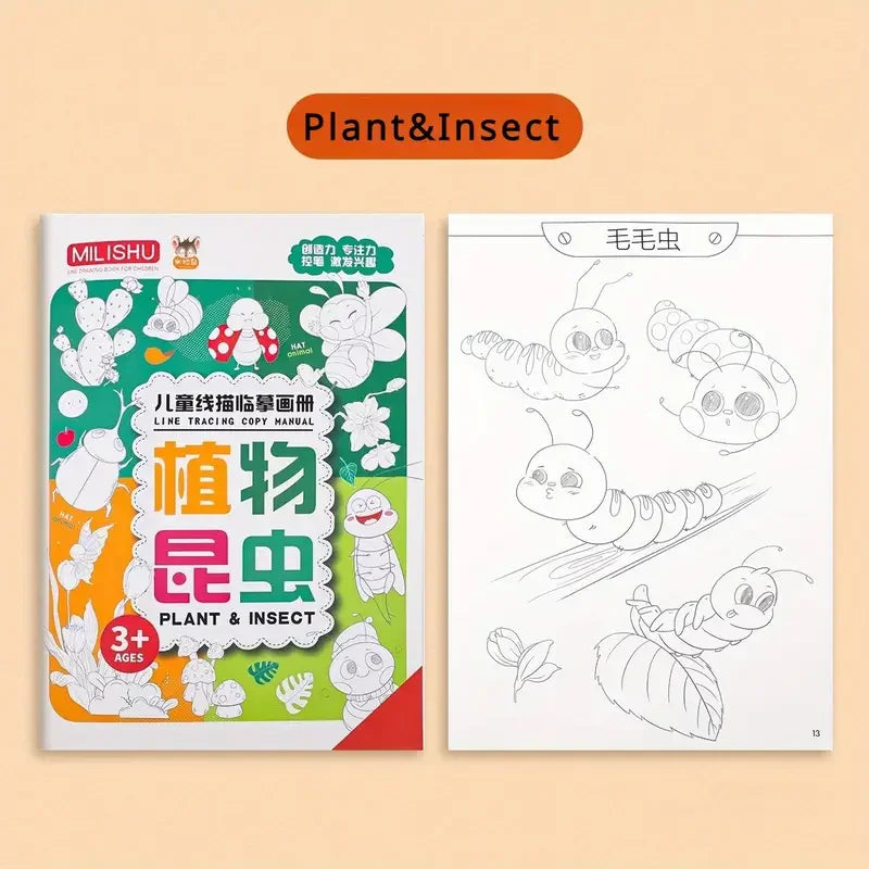 Children Drawing Line Tracing Book Toddler Pen Writing Control Practice Manual Cartoon Sketch Montessori Coloring Book Kids Toy