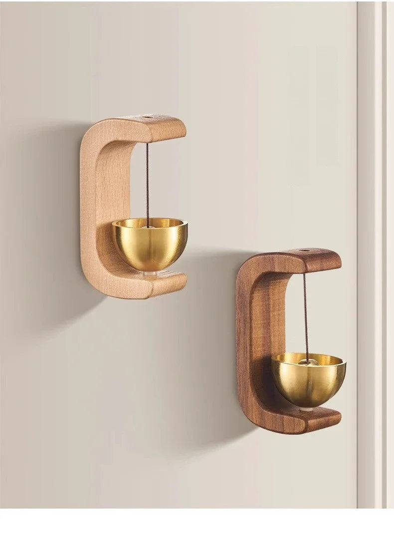 Dopamine Wind Chime Magnetic Indoor Wind Chime, Oak Material Doorbell Copper Bell, Walnut Copper Trim Home Wind Chime Doorbell