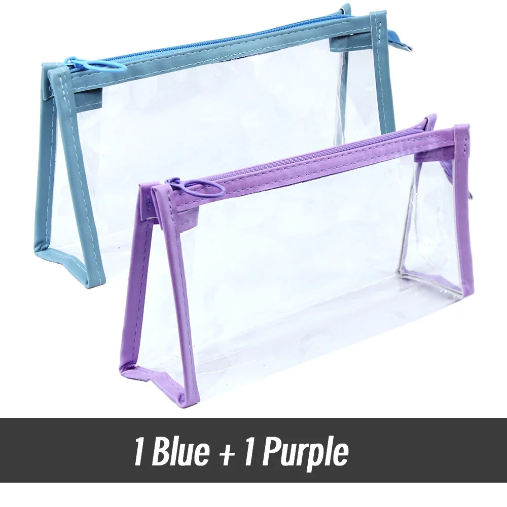 Transparent Triangular Pencil Case Large Capacity Simple Pen Bag Kawaii Cosmetic Bag School Study Stationery Office Supplies