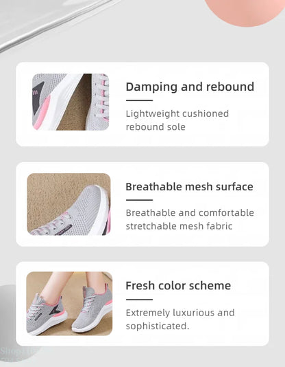 تتميز أحذية المشي النسائية بنعل ناعم ومقاوم للانزلاق مما يجعلها مثالية للعدائين الأنيقين. قابلة للتنفس ومريحة