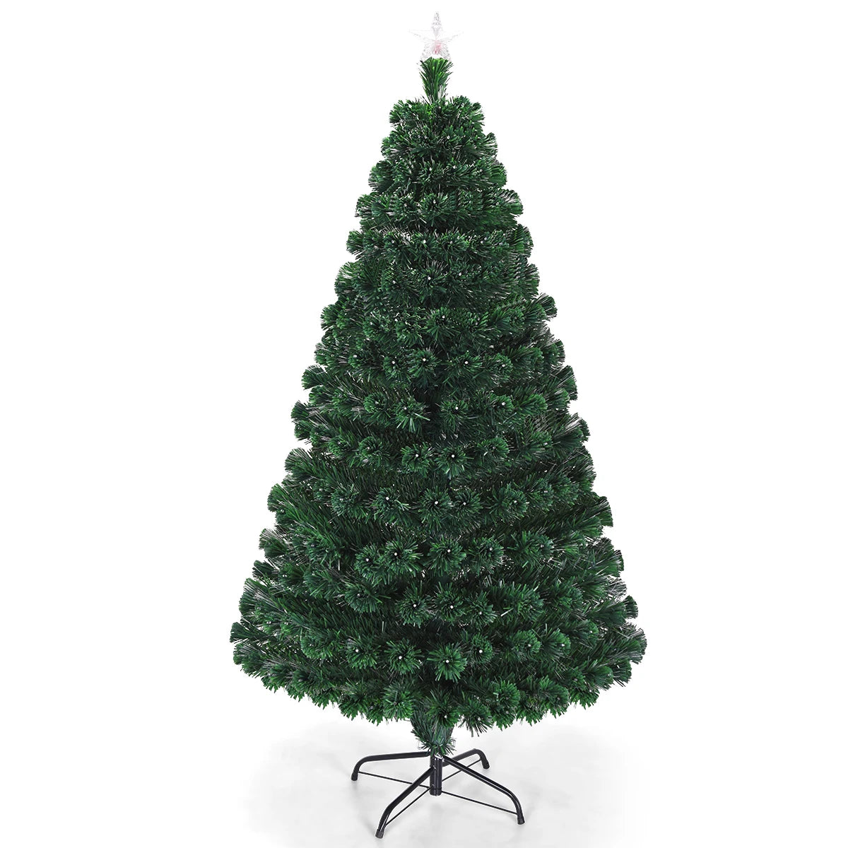 6' Pre-Lit Artificial Christmas Tree Fiber Optic Home Decor w/ LED Light & Stand