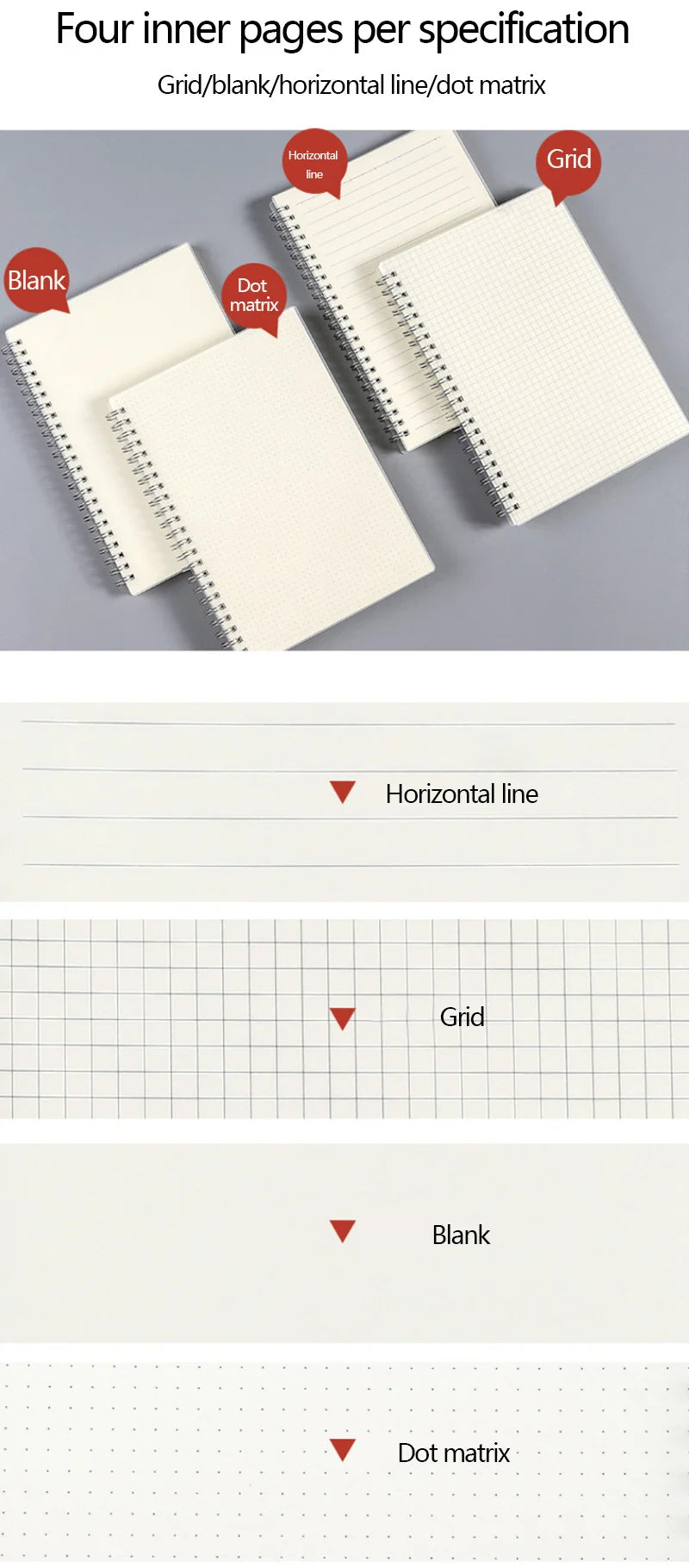 A5/B5 Notebook Spiral book coil Planner Lined Blank Grid Paper Journal Diary Sketchbook For School Supplies Stationery Office