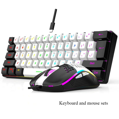 Keyboard and mouse sets 60% RGB gaming with keyboards mouse combo pc kit gamer backlit mini 61 keys computer wired set key board