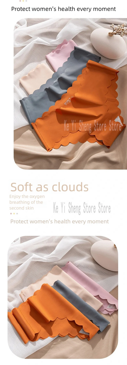 4 pieces of seamless underwear for women, breathable, simple, thin, close-fitting, invisible wavy triangle pants for women