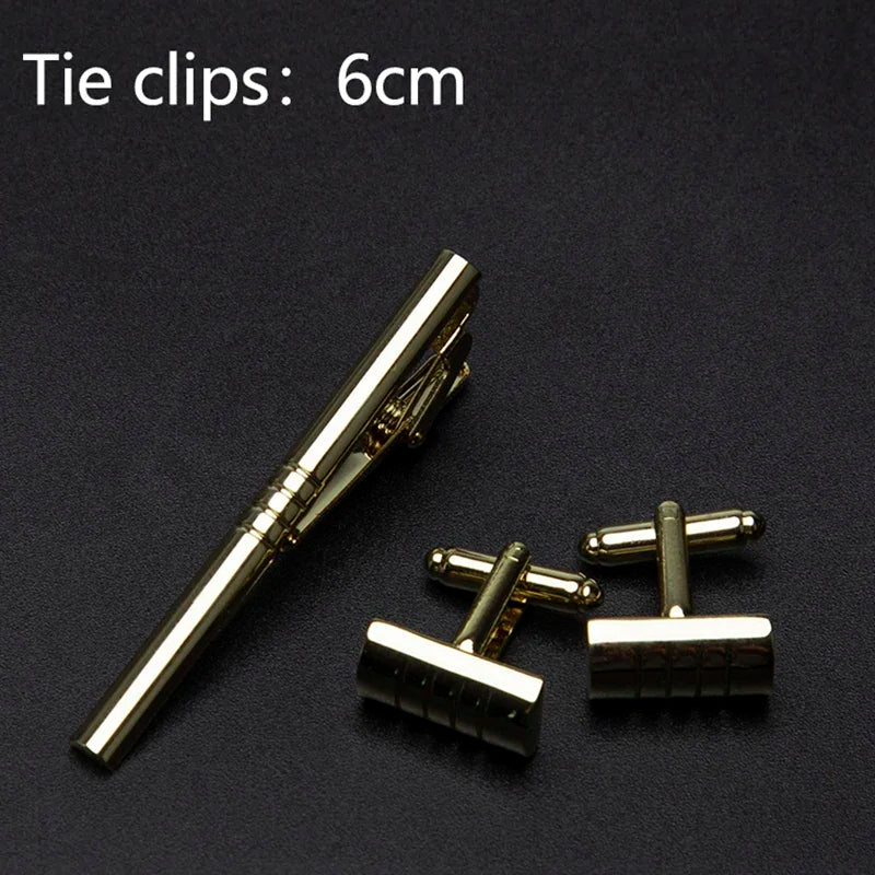 Men's Classic Tie Clips Cufflinks Set Luxury Tie Pin Accessories Shirts Cuff Tie Clips Fashion Cufflink for Men Gifts Jewelry