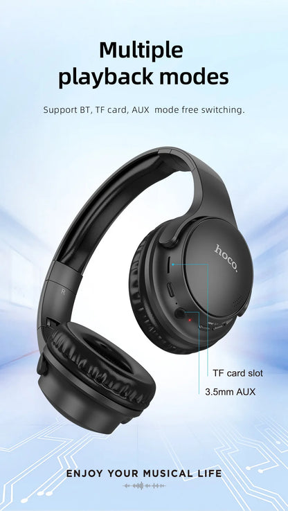 HOCO W40 Bluetooth 5.3 Wireless Headphone Music Headset 40mm Drivers Hands-Free Earphones Support AUX TF HiFi Sport Headphone