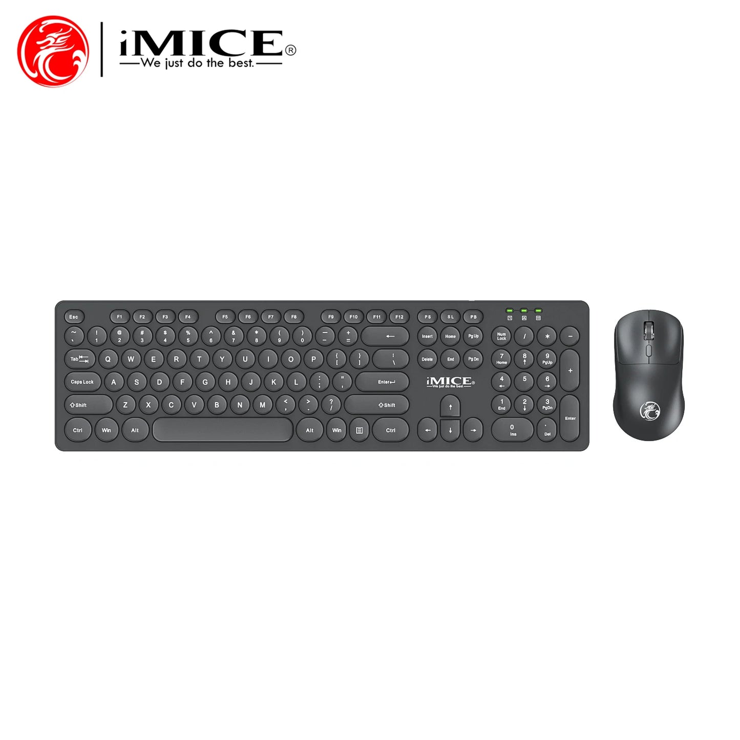 Wireless Keyboard and Mouse Combo - Full Size Wired Backlit Gaming Keycaps Optical Mouse with Adjustable DPI for Business Office