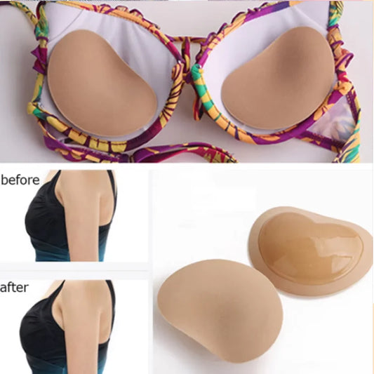 1Pair Silicone Bra Inserts Breast Pads Sticky Push-up Women Bra Cup Thicker Nipple Cover Patch Bikini Inserts for Swimsuit