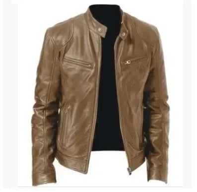 2025 PU Leather Men's Casual Jacket - Motorcycle European Style