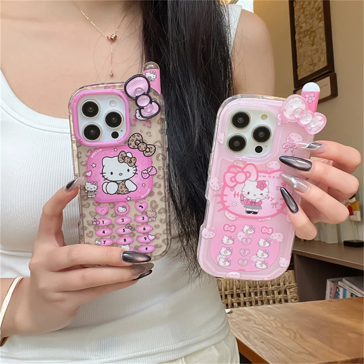 Korean Cute 3D Mobile Phone Cover For iPhone 16 Pro 15 14 Pro Max 15 Promax Case Kawaii Hello Kitty Cartoon Shockproof Cases