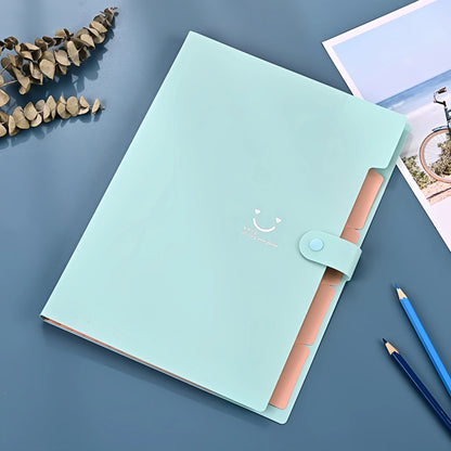 A4 Multi-Layer Folder File Bag Candy Color Five Grid Organ Bags Large Capacity Korean Simple Office School Supplies Stationery