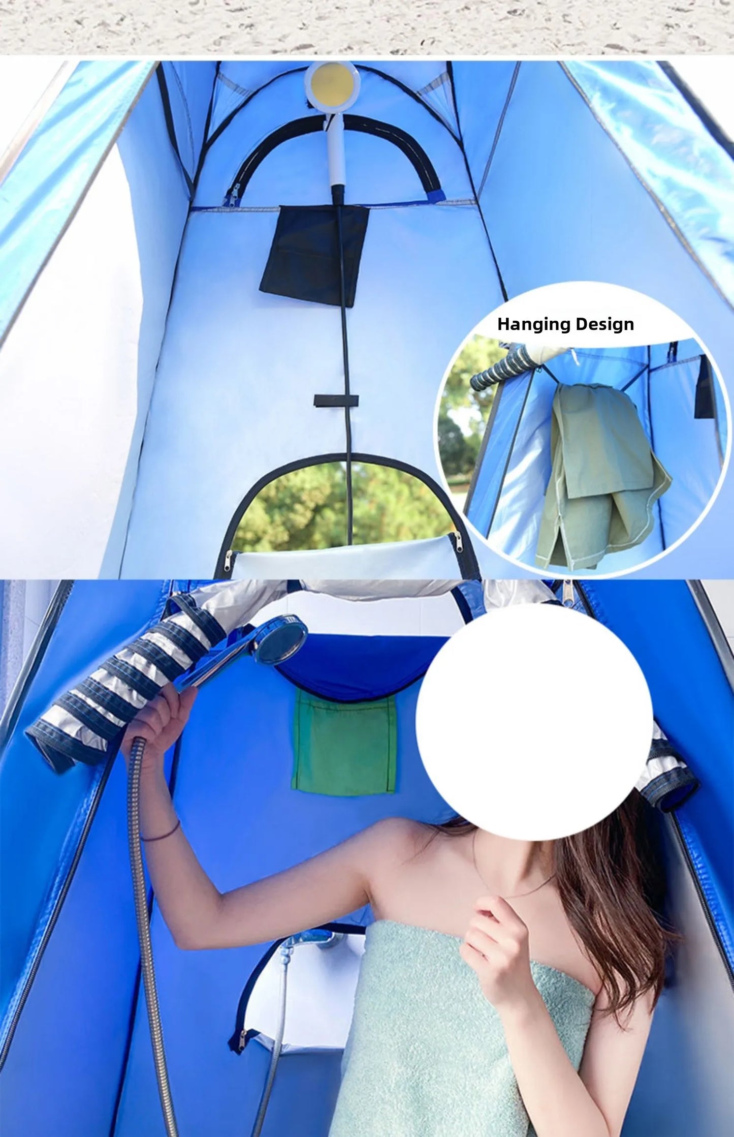 خيمة استحمام خارجية محمولة، خيمة طاقة سميكة، مرحاض متنقل، غرفة تغيير الملابس، عزل حراري، كاميرا، معدات سفر
