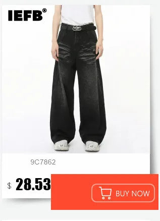 IEFB 2024 Autumn Men Denim Pants Straight Droop Vintage Loose Bottom Straight Wide Leg Casual Male Trousers Korean Style 9C1519
