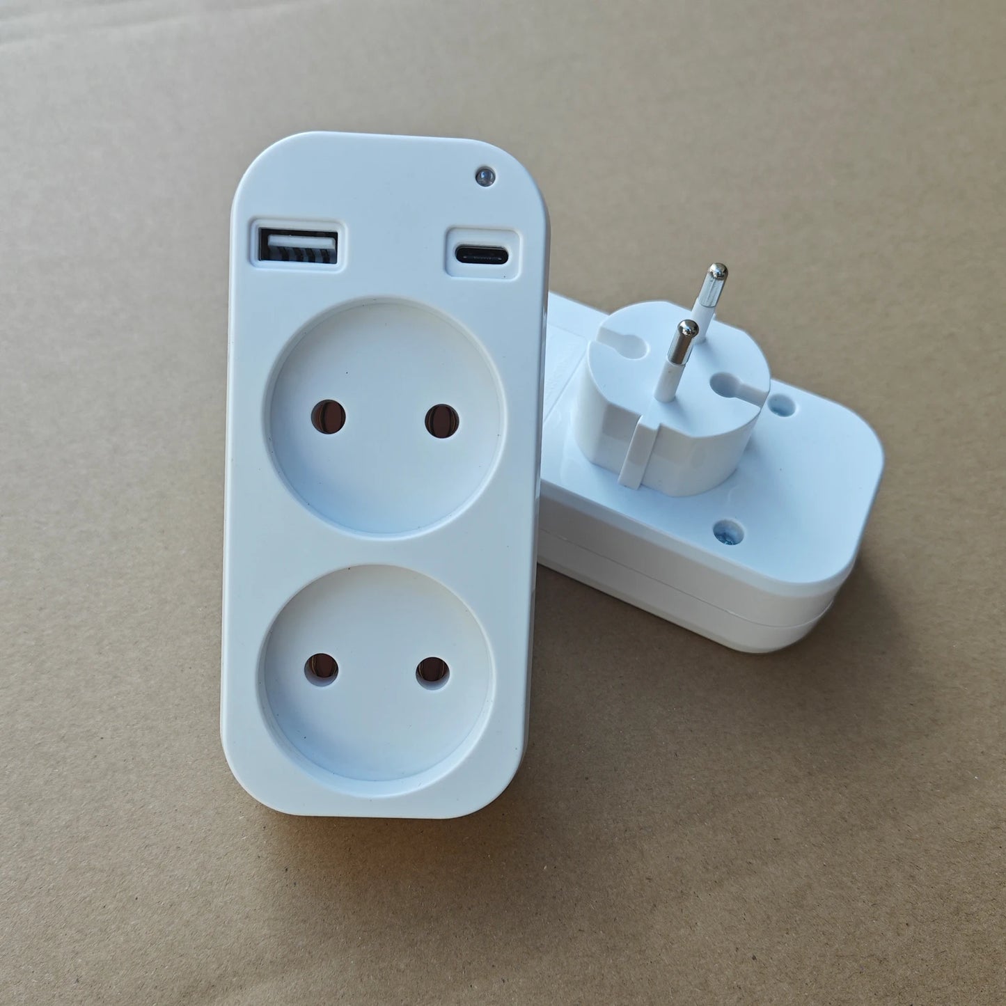 2023 EU Plug Power Strip Adapter Wall Double Socket Portable 2 USB Port for Mobile Phones 1200W 250V, for Smartphones Tablets