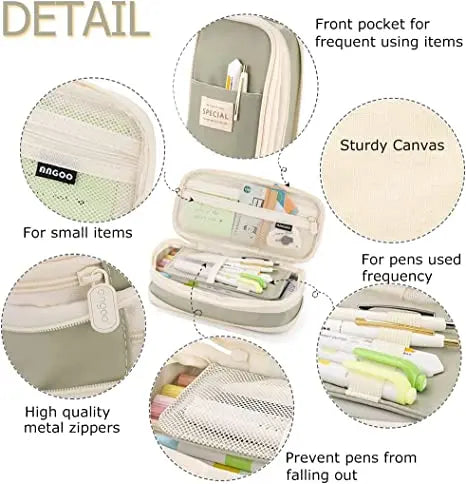 Kawaii Pencil Case Large Capacity Pen Bag Double Layer for Students Pouch Holder Box Office Stationery Back to School Supplies