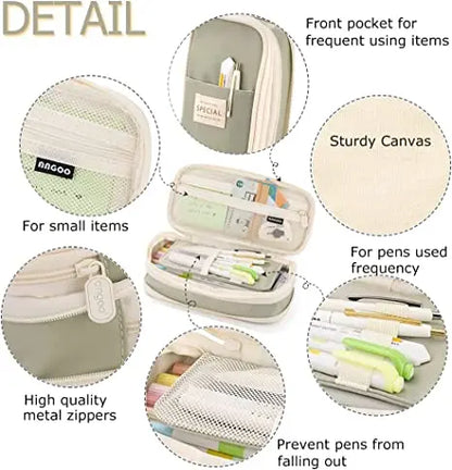 Kawaii Pencil Case Large Capacity Pen Bag Double Layer for Students Pouch Holder Box Office Stationery Back to School Supplies