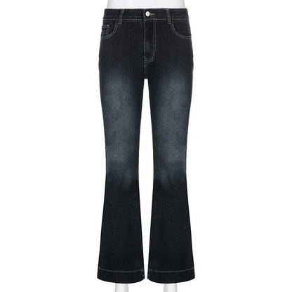 Kalevest Y2K High Street Low Rise Jeans Blue Women Pants Bootcut  Pockets Jeans Streetwear Low Waist Jeans Wide Leg Pants