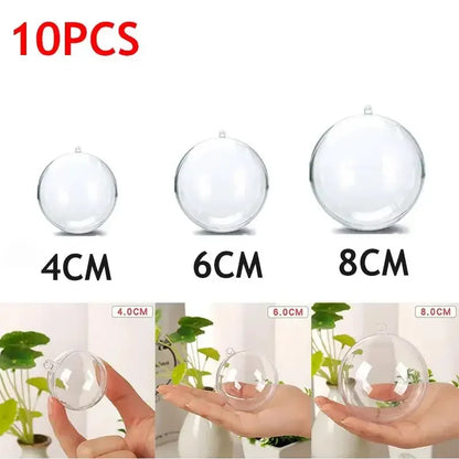 10Pc Christmas Transparent Ball Plastic Christmas Trees Open Ball Box Bauble Ornament Wedding Gift Present Party Home Decoration