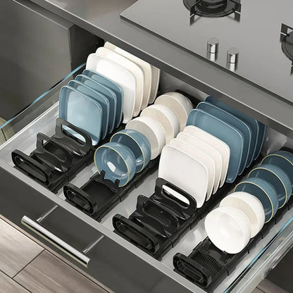 Kitchen Cabinet Dish Storage Rack Drawer  Built-in Dish Drain Rack Plate Divider Storage Rack  Kitchen Accessories Organizer