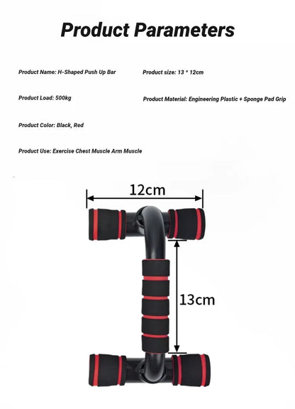 2Pcs Non-Slip Push-Up H-Shaped Support Bar Stand Home Fitness Gym Handles Pushup Bars Exercise Arm Chest Muscle Training Bracket