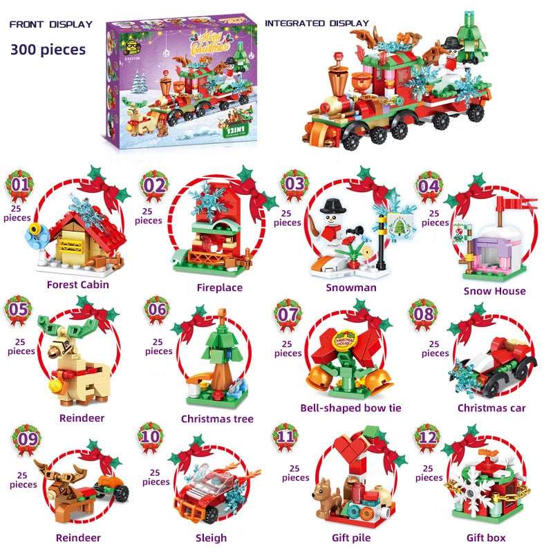 Christmas Gifts Micro Building Block Series Santa Claus Reindeer Puzzle Assembling Bricks Table Decoration Toys Children Kids