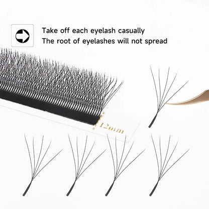 XIUSUZAKI 5D W Lashes Black Premade Fans Eyelashes Extensions Natural Soft Individual Volume False Lashes Beauty Makeup Tools