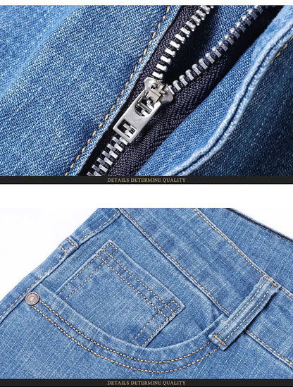 2025 Four Seasons New Men's Denim Business Pants High Quality Good Fabric Comfortable Slimming Straight leg Jeans Light Blue