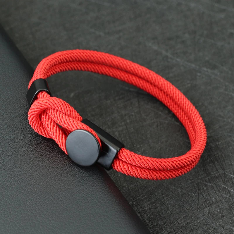 New Novel Men Rope Bracelet – Double Layer 4mm Nylon Cord Chain Lucky Red Thread Pulseria Gift for Him