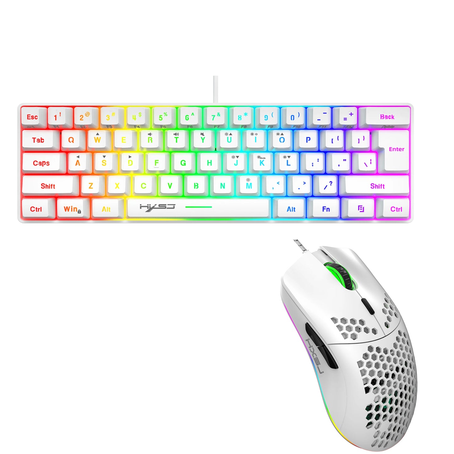 Gaming Keyboard And Mouse Combo,61-key Mini Wired Keyboard RGB Backlit 6400 CPI Mouse, Keyboard And Mouse Gaming For box PC Lapt
