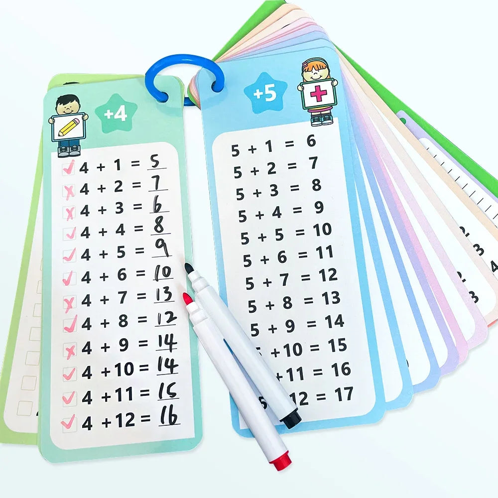 Beginners in 0-12 Mathematical Calculations Self Test Training Card, Maths Fact Learning Tools for Primary School Montessori