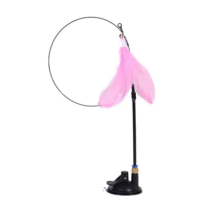New Cat Toy Feather Stick Interactive Toy Super Suction Kitten Toy Cup Removable 2 Feather Replacement Cat Accessories