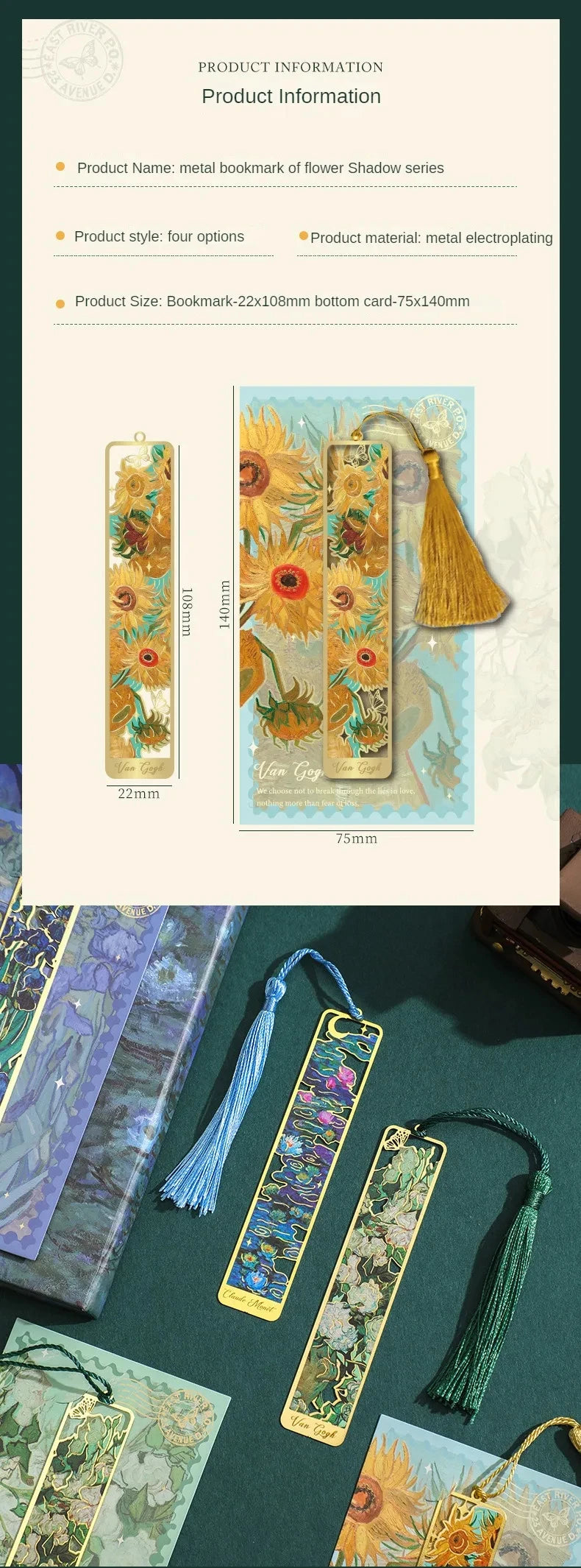 1 Pc Metal Sunflower Hollow Bookmark Chinese Style Creative Painted Book Holder Tassel Pendant Kids Stationery School Supplies