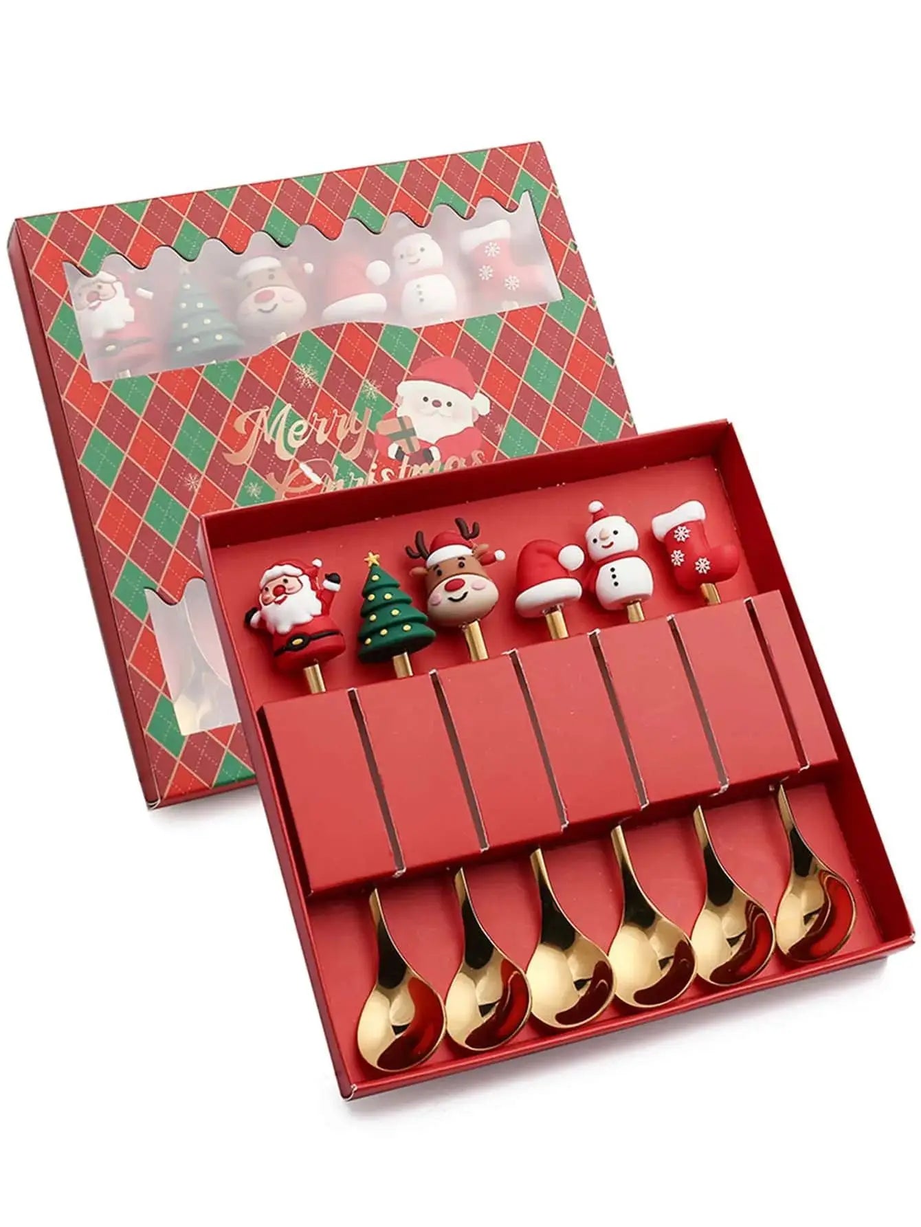 Christmas Themed Cutlery Set Stainless Steel Creative Cartoon Knife Fork Spoon 2/4/6pcs Set Holiday Gift Cutlery Decoration