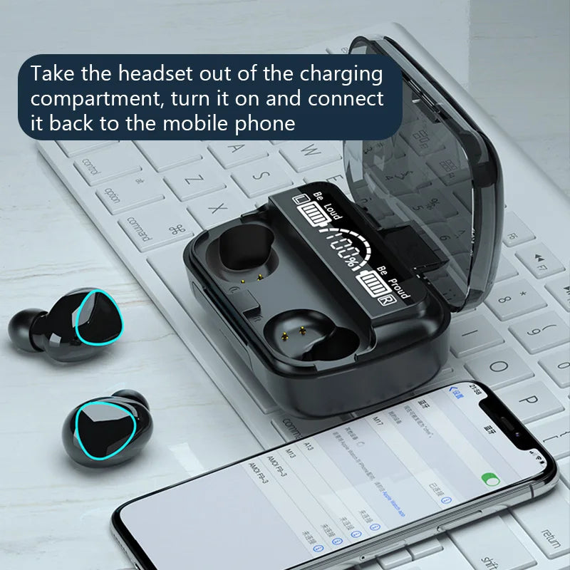 M10 TWS Bluetooth Headphones 2500mAh Charging Box Wireless Earphones With Microphone 9D Stereo Sports Waterproof Earbuds Headset