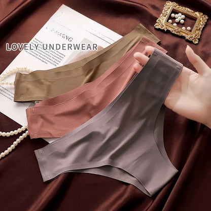 New 4PCS/Set Seamless Panties Women Sexy Underwear Ice Silk Underpants Low Waist G-string Female Soft Solid Ultra-thin Briefs