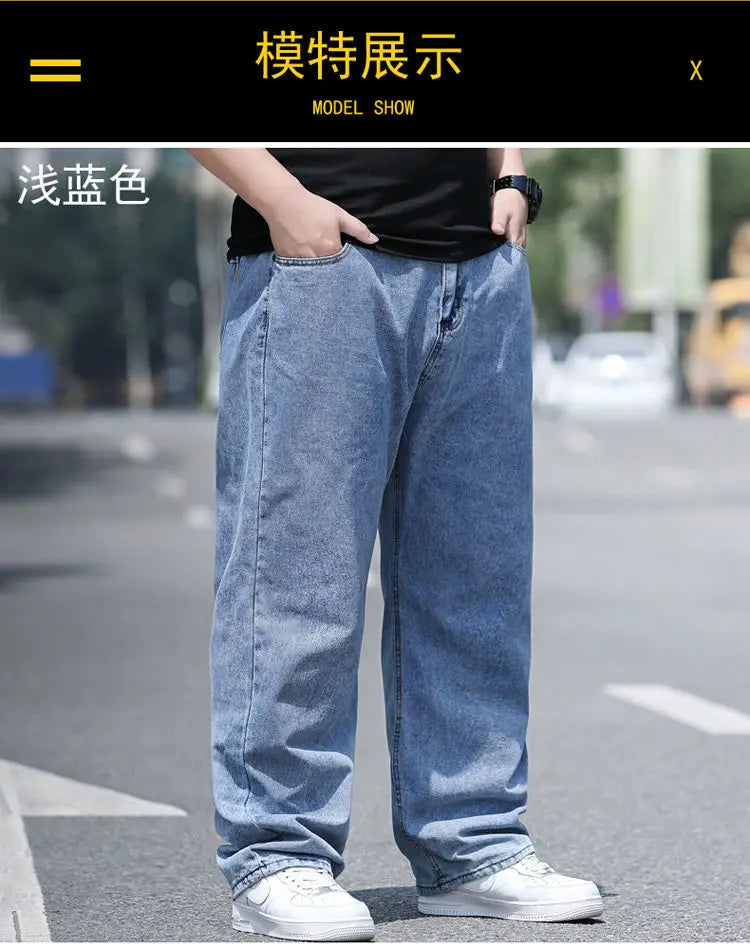 10XL Oversize Jeans Men Fashion Streetwear Plus Size Cotton Loose Jeans Pants Casual Cargo Pants Breathable Big Fat Trousers