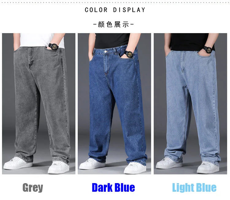 10XL Oversize Jeans Men Spring Fashion Streetwear Plus Size Cargo Jeans Soft Cotton Loose Baggy Casual Jeans For Dad Husband