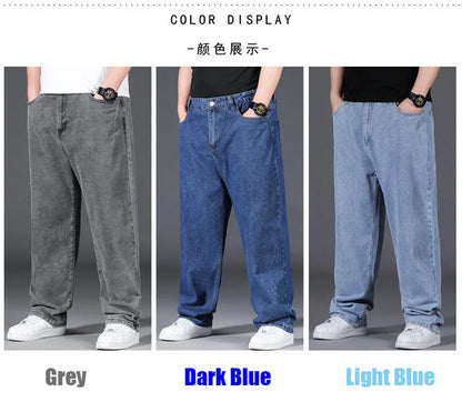 10XL Oversize Jeans Men Spring Fashion Streetwear Plus Size Cargo Jeans Soft Cotton Loose Baggy Casual Jeans For Dad Husband