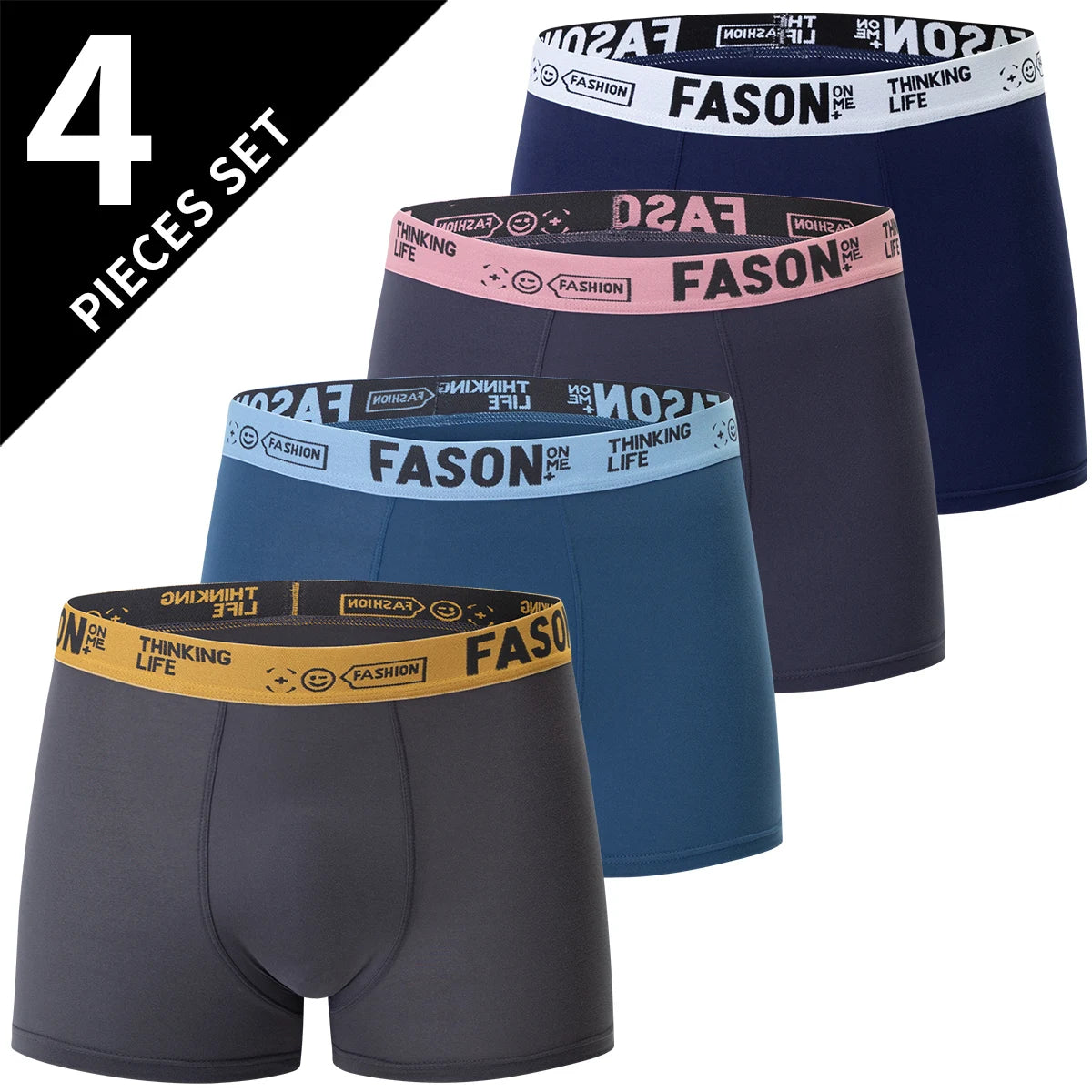 4/10 Pack Teenagers To Adults Parent-child Boyshort Simple Fashion Multi-size Shorts Men's Comfortable Underwear Elastic Waist P