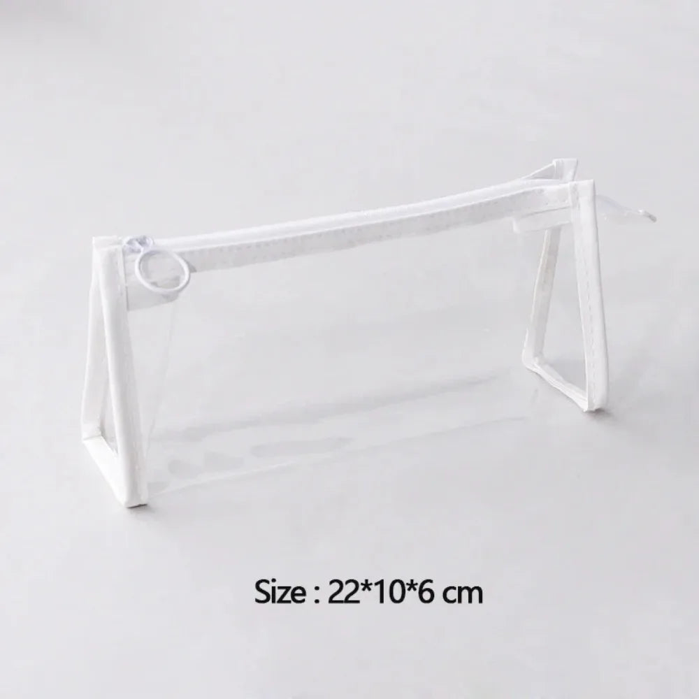 Transparent Pencil Case Large Capacity Simple Pen Bag Kawaii Cosmetic Bag School Study Stationery Office Supplies