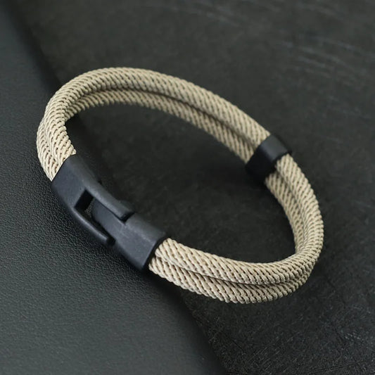 New Fashion Men’s Thread Bracelet – Double Layer Detachable Matching Stackable Leisure Accessory
