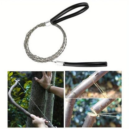 1PC portable stainless steel wire saw with finger handle, Pocket Manual chain saw for outdoor camping hiking survival