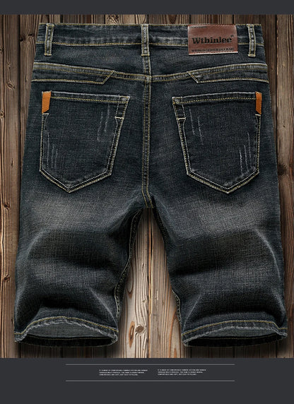 Summer Shorts Jeans Men Denim Pants Stretch Dark Blue Fashion Design Men's Jeans Slim Straight Male Short Jeans Hombre